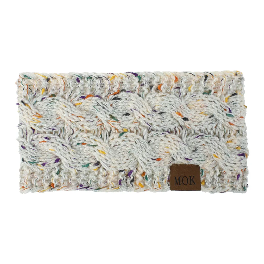 Модная спортивная повязка на голову осень-зима однотонная шерстяная вязаная для