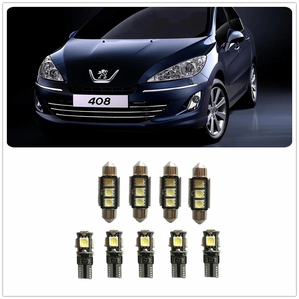 9 шт. Белый светодиодный интерьер посылка комплект для Peugeot 2008 205 206 207 208 GT 3008 4007 301 306