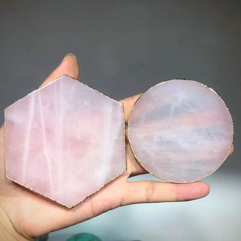 

Rose quartz Coaster natural stones mineral crystals healing gemstones living room decoration