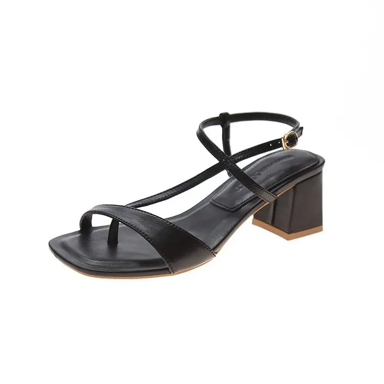 

High Heel Sandal for Women Flip Flops Platform Clear Shoes Buckle Strap 2021 Summer Suit Female Beige High-heeled Comfort Sexy C