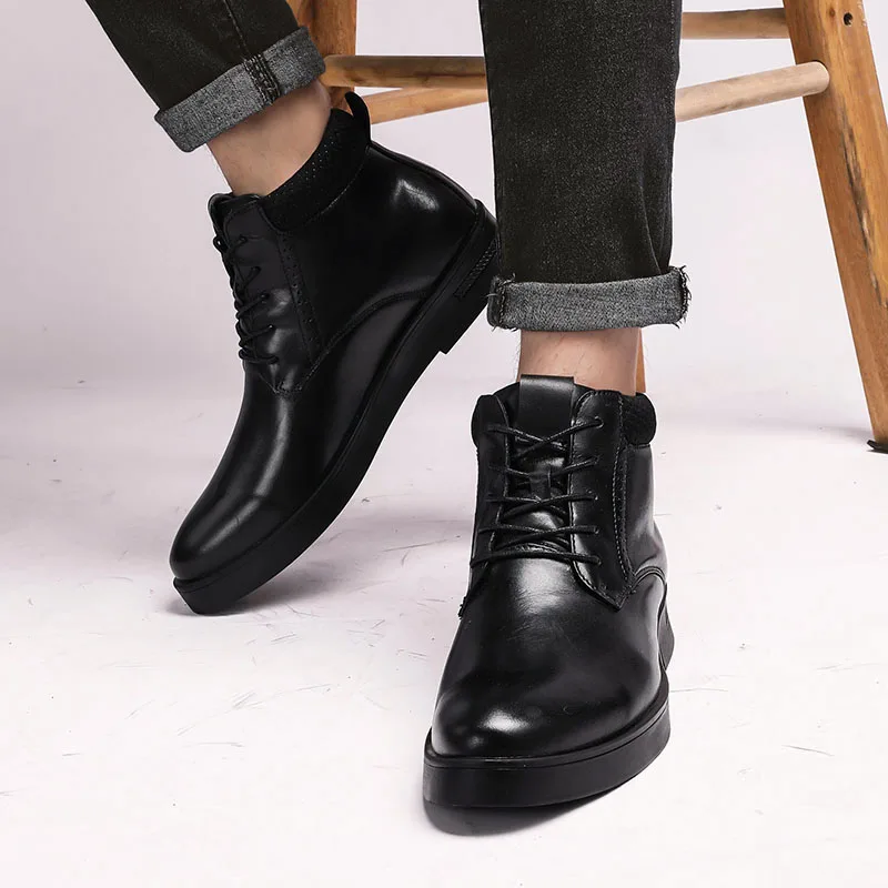 Мужская обувь из натуральной кожи зимние теплые ботинки для отдыха в старом