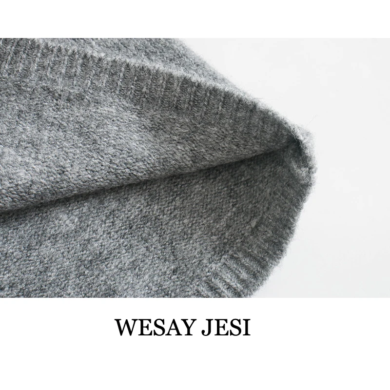 Женский свитер WESAY JESI 2021 вязаный кардиган с квадратным вырезом теплые