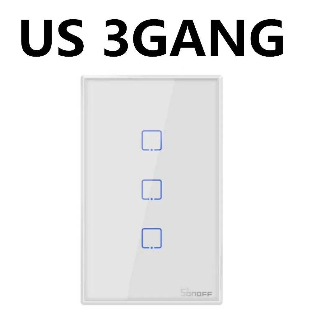 US 3 GANG Великобритания, США, ЕС, 1-3 комплекта, AC 90 В-250 В, 600 Вт, wifi и RF 86 Тип, умный настенный сенсорный светильник, модуль переключателя 1CH 2CH 3CH для SONOFF T1 - Комплект: US 3 GANG