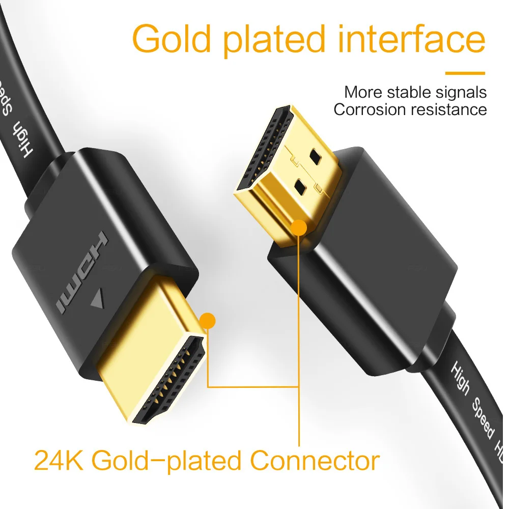 Тонкий hdmi 1 4 2 0 плоский кабель позолоченный штекер HDMI 4K 60hz 1080p 3D 3 m 5 M 1M 2m 3m для ПК