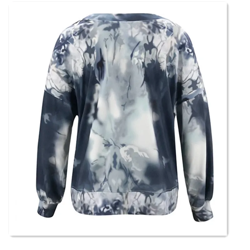 

2020 Urban Casual Printing Loose Comfortable Women's Pullover Sweatshirt Tops Fashion V-neck Wear At The Front And Back Hoodies