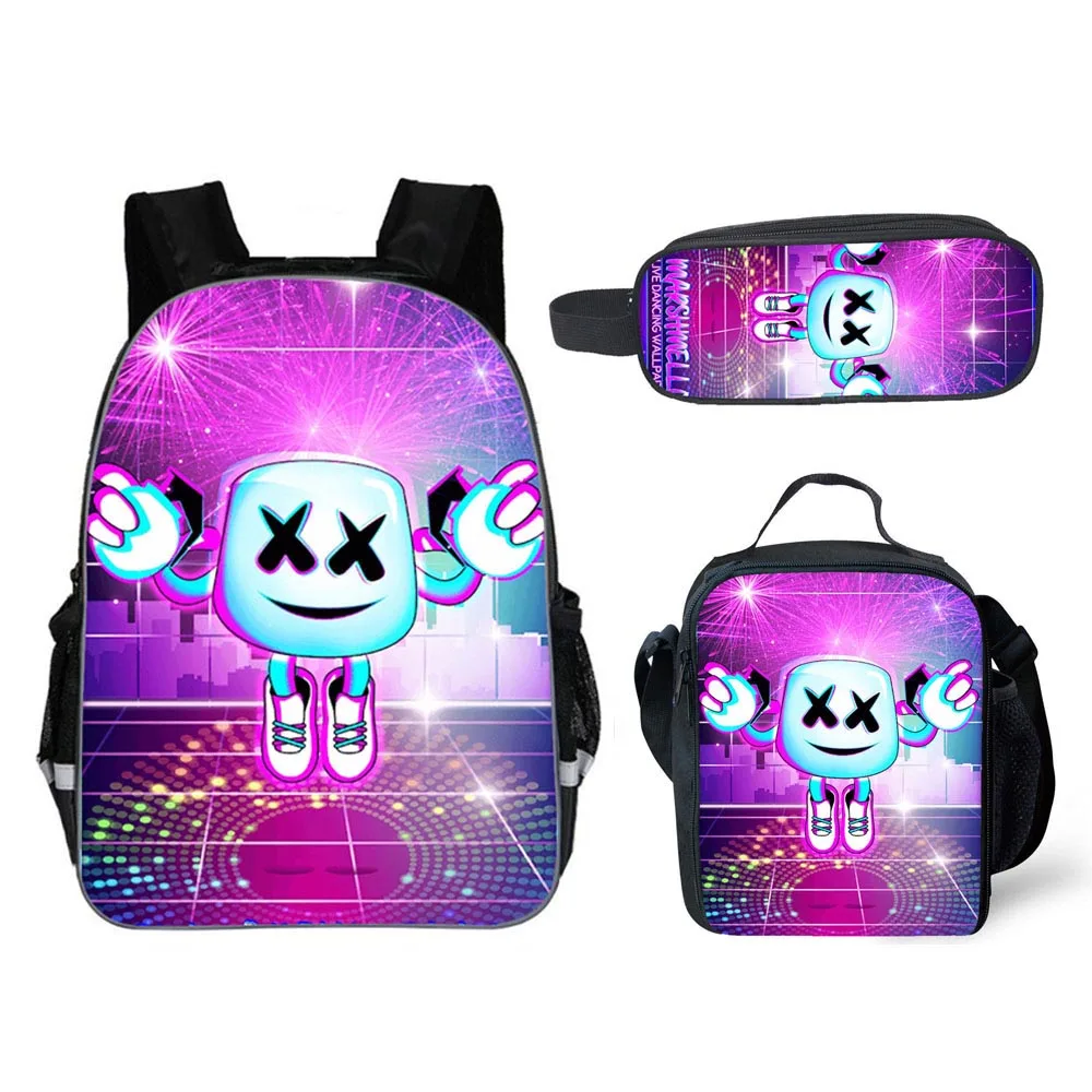 3 set DJ Marshmallow сумка Школьный рюкзак для подростков Marshmellow рюкзак детские школьные сумки ортопедические рюкзаки - Цвет: 3 set