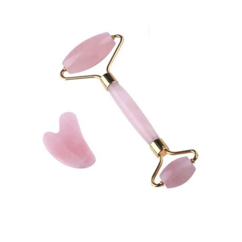 Роллер из розового кварца для массажа лица натуральный нефрит лифтинга и