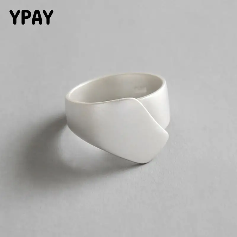 

YPAY, 100% Настоящее серебро 925 пробы, ювелирное изделие, Необычные матовые кольца для женщин, высокое качество, миди, регулируемое кольцо на палец, изящное ювелирное изделие, YMR504