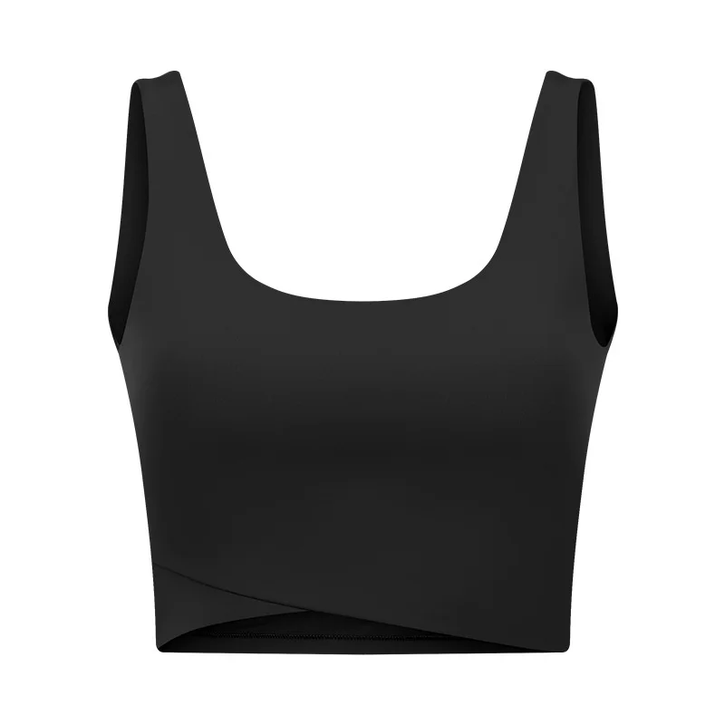 

New solid color deep V sports underwear women's front cross vest Yoga Fitness bra