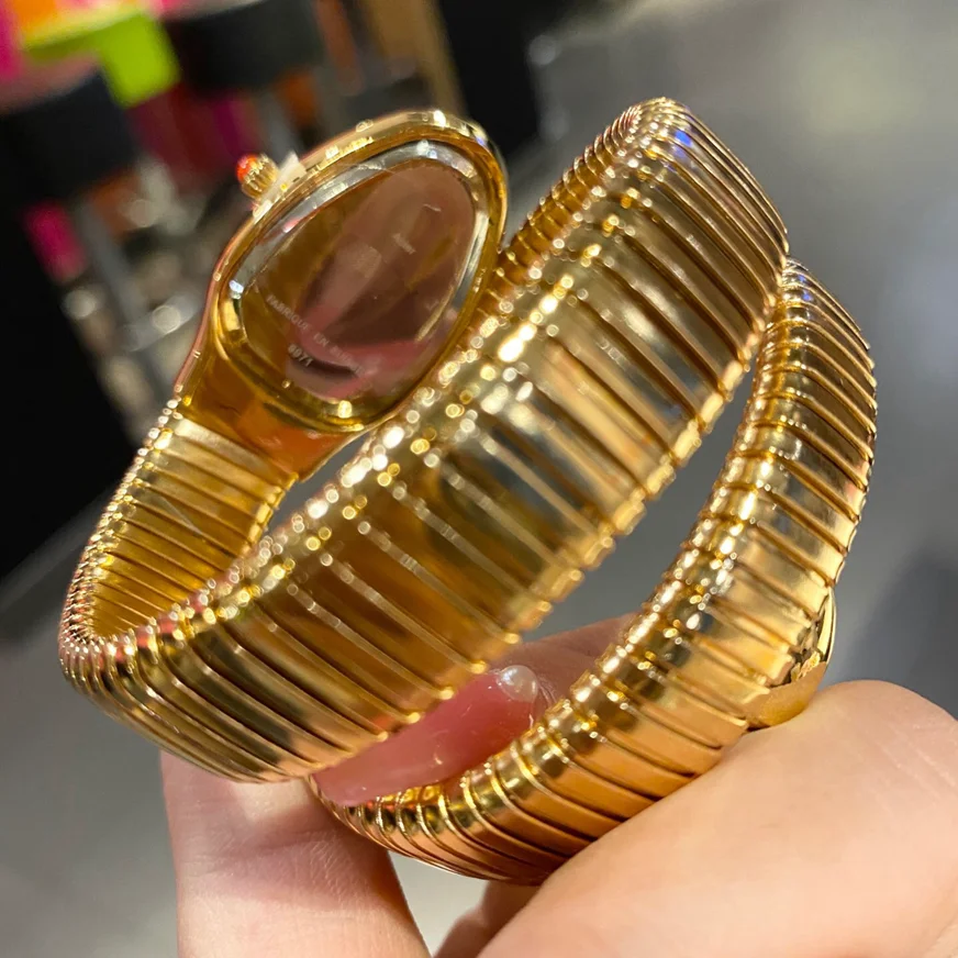 

Women Watches Snake Head Shape Dial Bracelet Style Stainless Steel Quartz Watch Gold Relogio Feminino Reloj Mujer