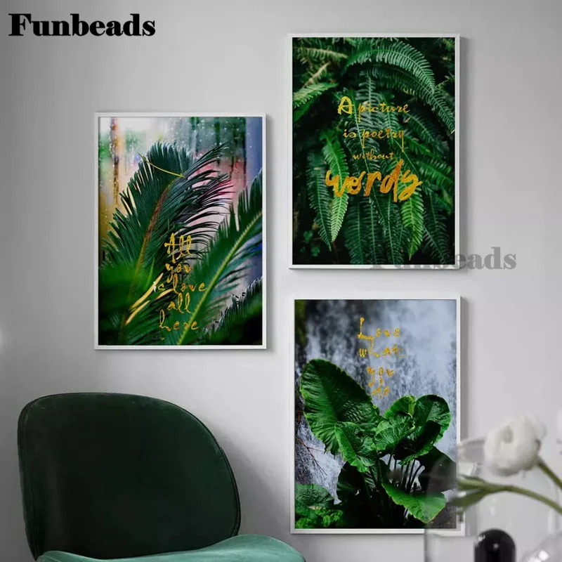 Алмазная 5D картина сделай сам вышивка свежие зеленые Пальмовые Листья