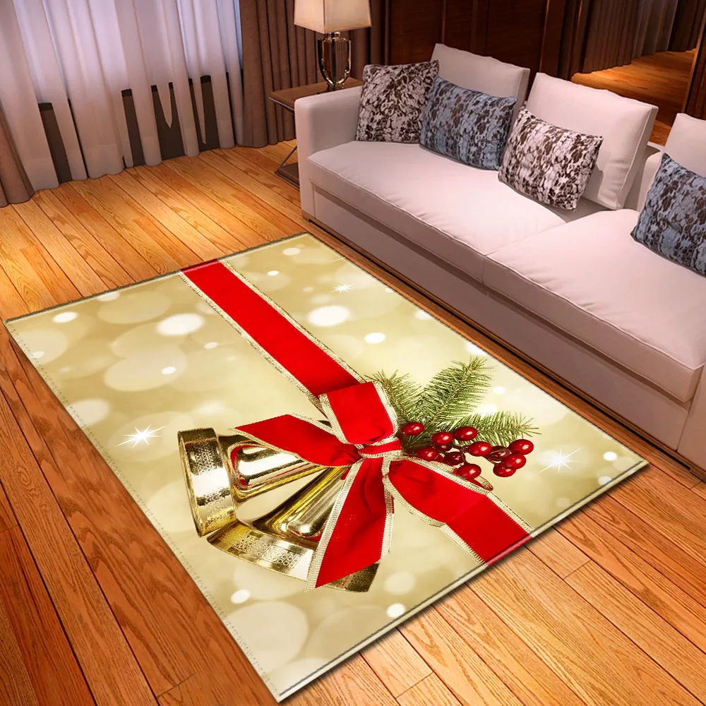 

3D Christmas Bells Parlor Floor Area Rug Decor Children Room Bedside Rugs Flannel Kitchen Corridor Mat Living Room Rug Carpets