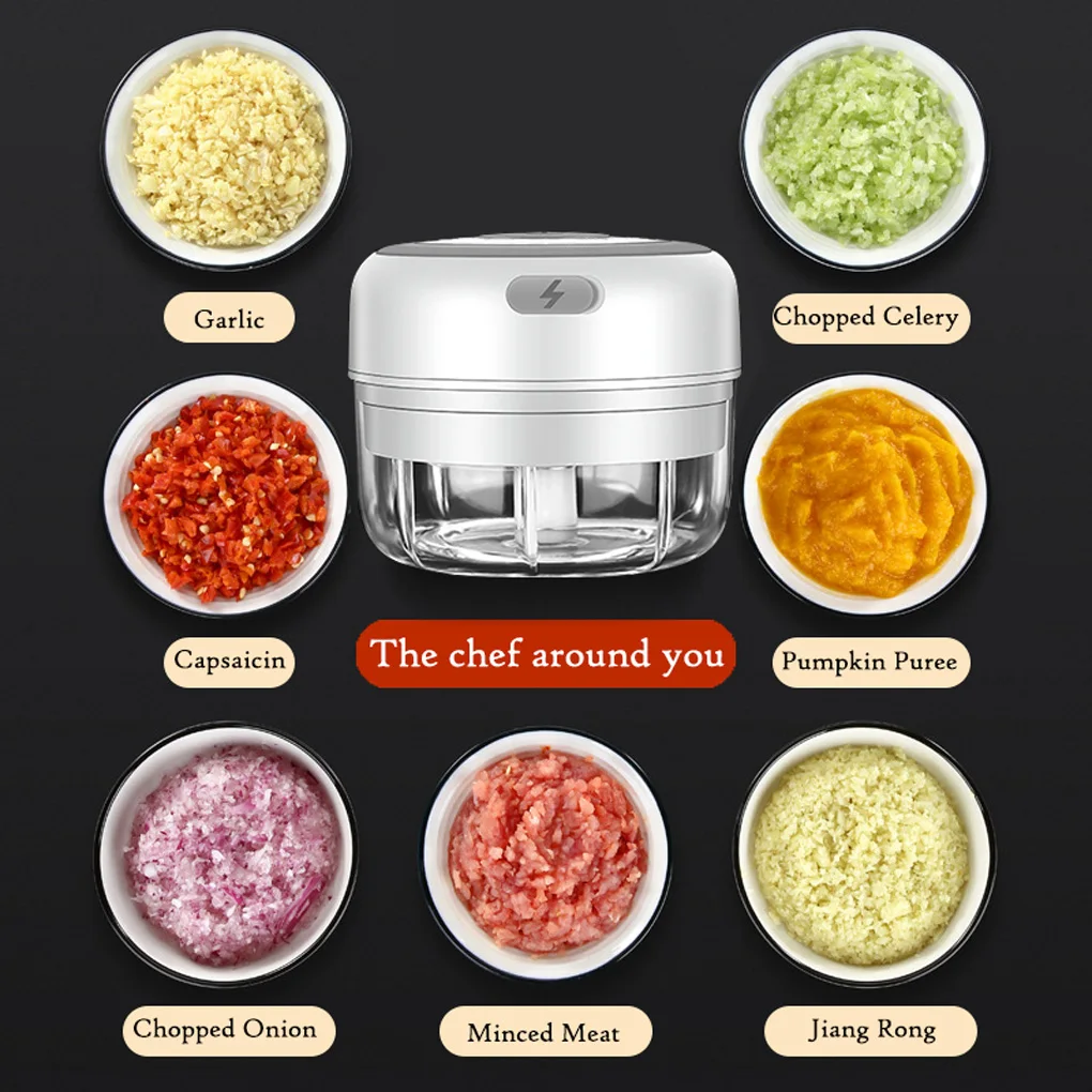 

Mini Electric Garlic Grinder Portable Food Press Mincer Seasoning Masher Spice Chopper Automatically Stir Garlic Masher