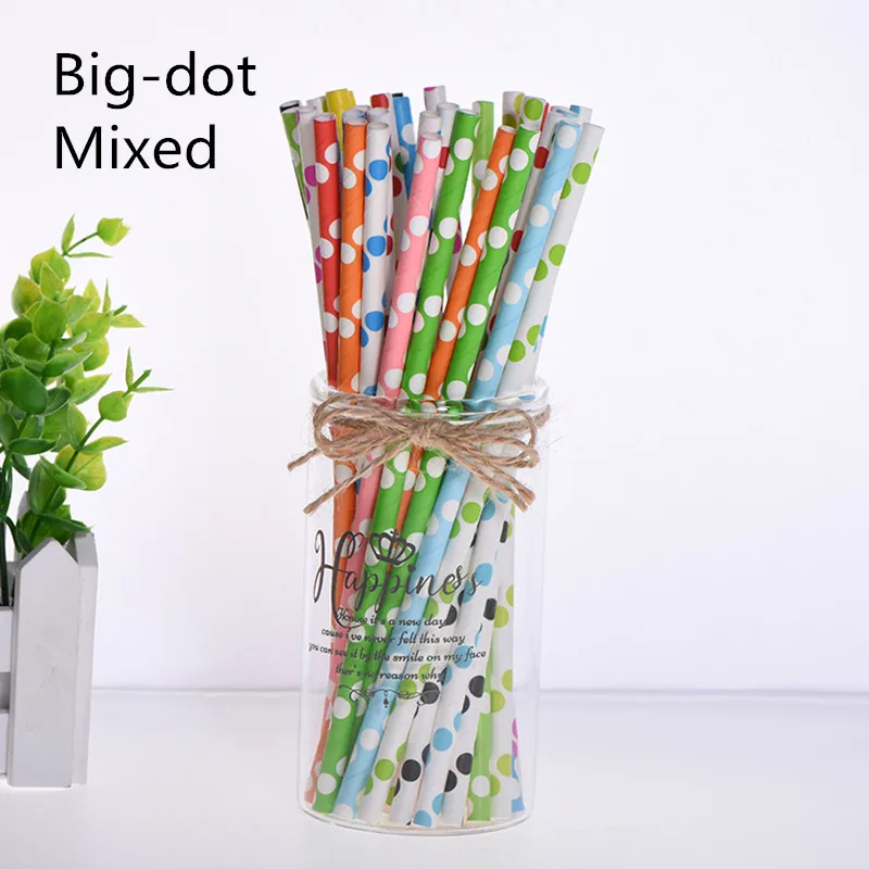 DOT mixed 25 шт торт Топпер бумажные соломинки с фламинго для дня рождения украшения дети взрослые выпускные поставки одноразовые Коктейльные трубочки - Цвет: DOT mixed