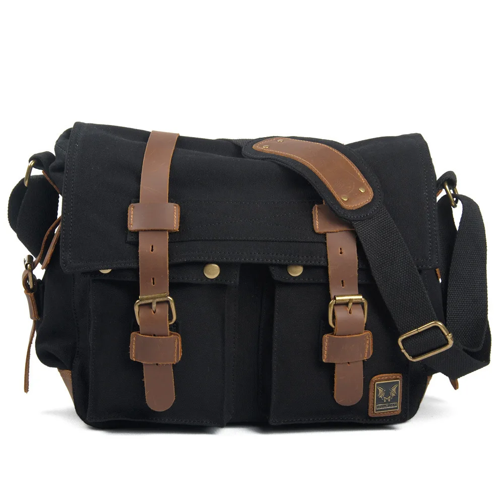 

Retro Canvas Leather Men's Bag Waterproof Shoulder Bag Laptop Broefcases For Male Large Capacity Crossbody Bag Traval Rusksack