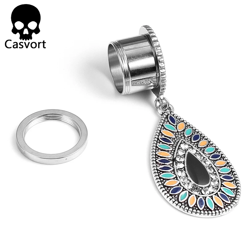 Casvort новые спиральные длинные в форме слезы беруши пирсинг ювелирные изделия для тела из нержавеющей стали ушные Датчики Тоннели носилки