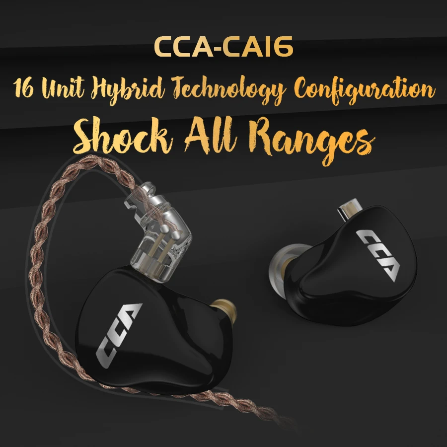 

CCA CA16 7BA+1DD Hybrid Drivers In Ear Earphone HIFI Headphone Monitor with 2PIN Cable A10 C12 C16 ZSX AS16 ZS10 PRO VX V90
