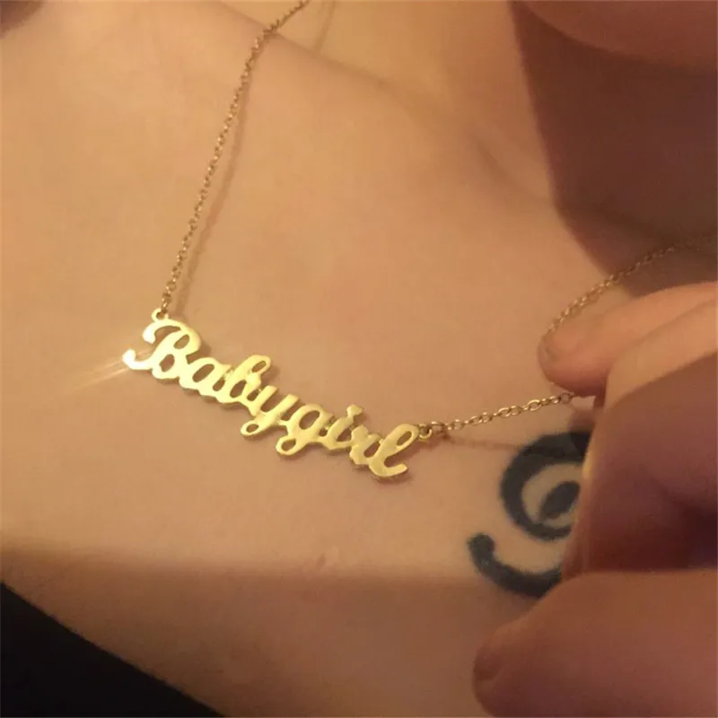 Модное ожерелье с надписью Babygirl из нержавеющей стали для женщин и