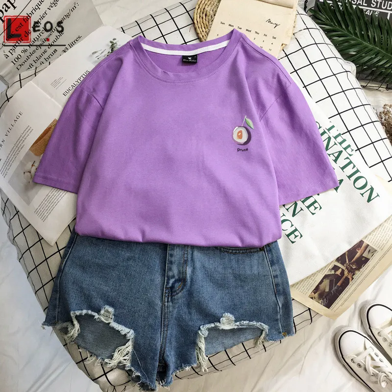 Футболка с принтом фруктов для мужчин и женщин свободная рубашка из чистого