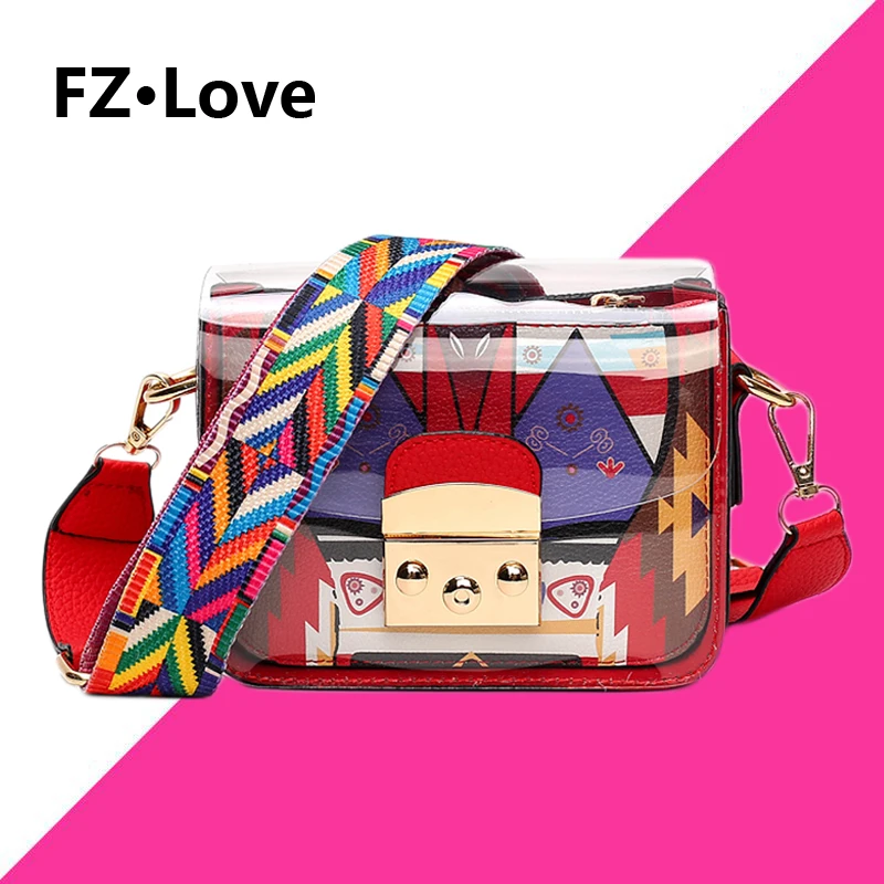 Женская прозрачная мини сумка через плечо из ПВХ и пластика прочная летняя