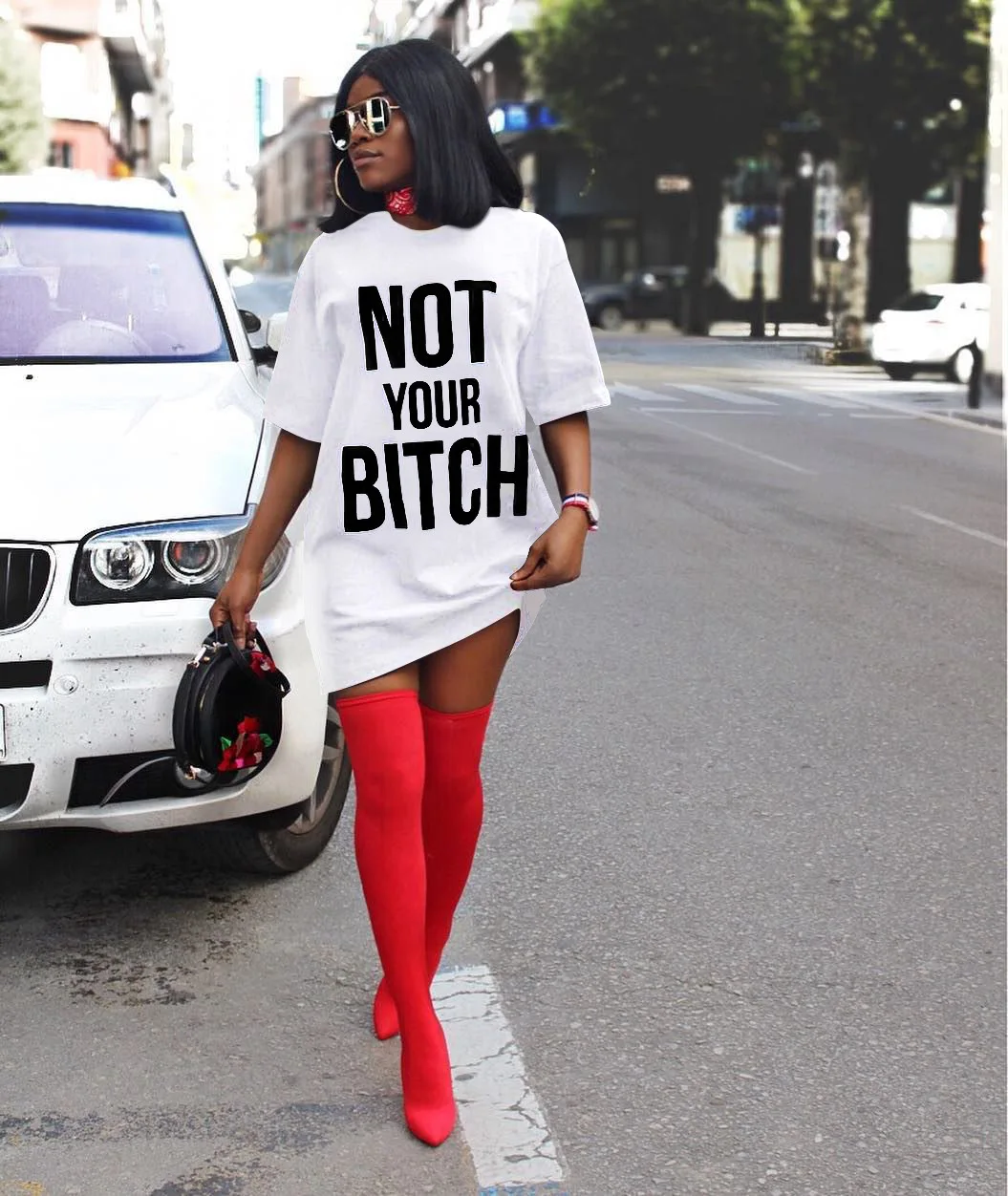 

Dn8084 Hot Selling European And American Women's Lettered Printed Loose Women's Dresses 4-Color