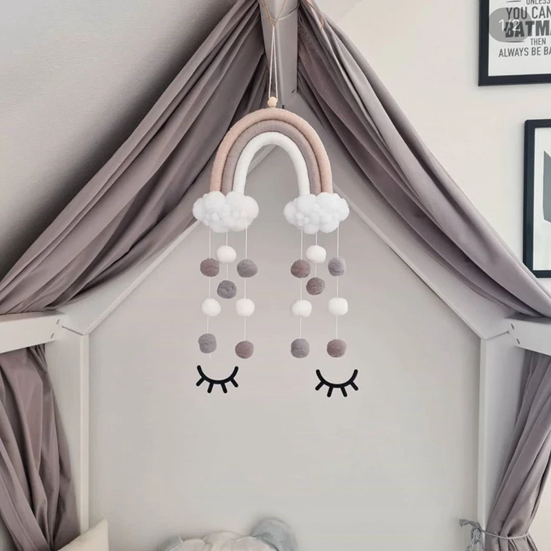 Плетеный Радужный настенный гобелен ручной работы Декор вязаный шнур с белым