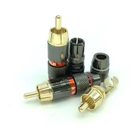 4 pcs balck red gold plate rca male plug solder audio video adapter connector convertor for coaxial cable