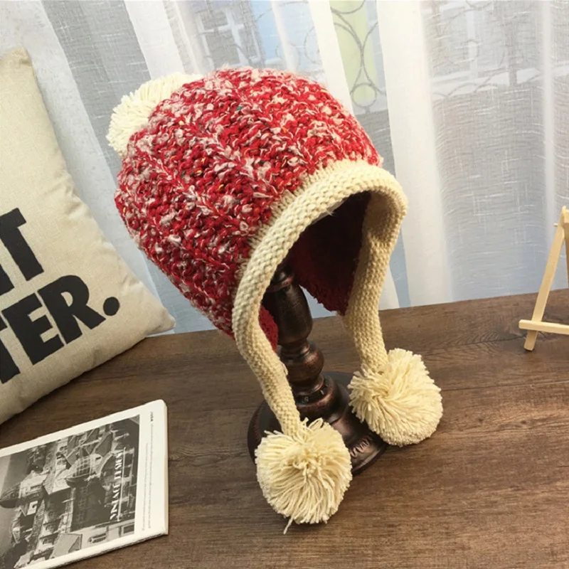 

Новинка 2020, женские шапки-бини для девочек, вязаные теплые шапки для женщин, женские ветрозащитные шапки-бини с защитой ушей на осень и зиму