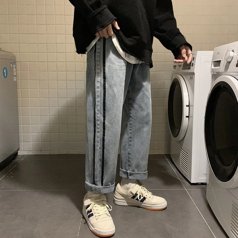 

Women's retro jeans high waist loose straight-leg pants Korean casual slim trousers pants
