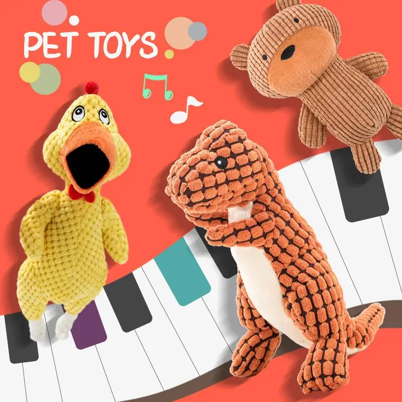

Corduroy Dog Toys for Small Large Dogs Animal Shape Plush Pet Puppy Squeaky Chew Bite Resistant Toy Pets Accessories Supplies