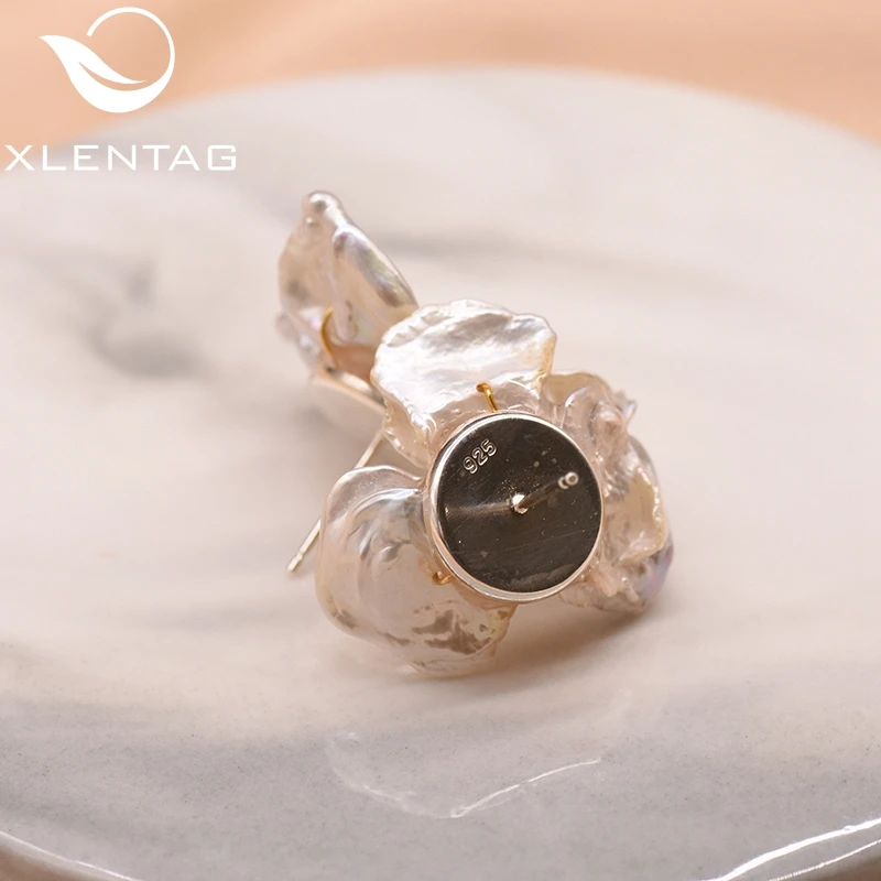 XlentAg серьги-гвоздики с натуральным пресноводным жемчугом в стиле барокко для женщин, 925 пробы серебряные серьги-гвоздики, хорошее ювелирное изделие GE0663