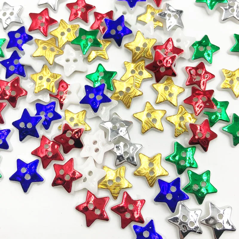 

50PCS 12MM Star 2 Holes Plastic Buttons Children's Apparel Sewing Accessories DIY Scrapbooking Crafts PT301