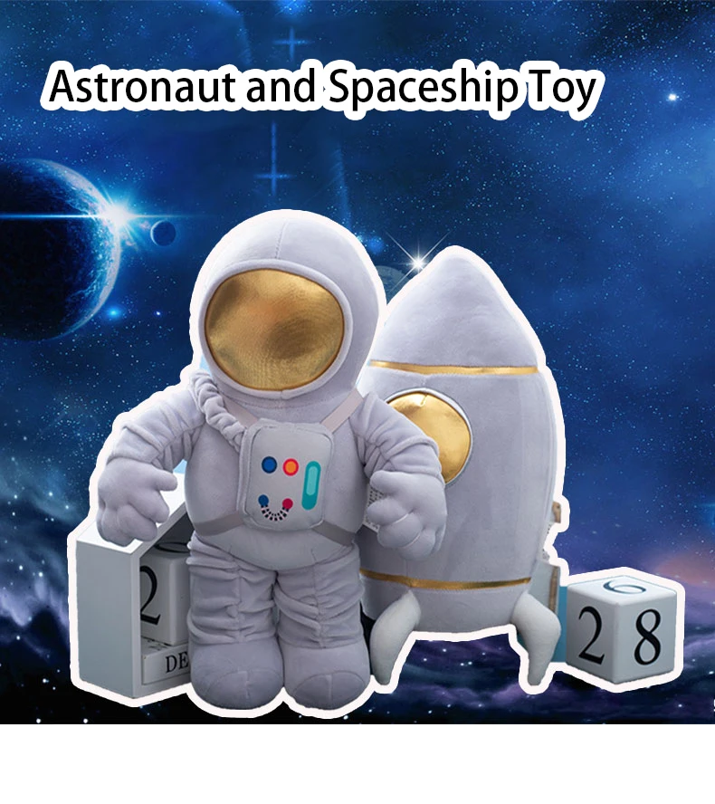 Plush Astronaut and Spaceship Toy Stuffed Soft Science Fiction Type Soft Doll Kids Toys Creative Toys Children Birthday Gift