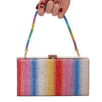 rainbow diamond clutch bag elegant party evening bag for women purse handbags luxury designer chain crossbody bag for wedding