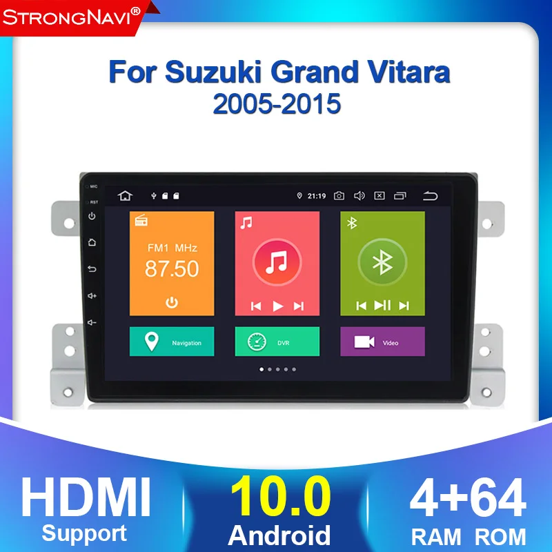 Автомобильный DVD-плеер 2 din Android 10 0 4 + 64 ГБ для Grand Vitara 2005-2015 с IPS-экраном DSP