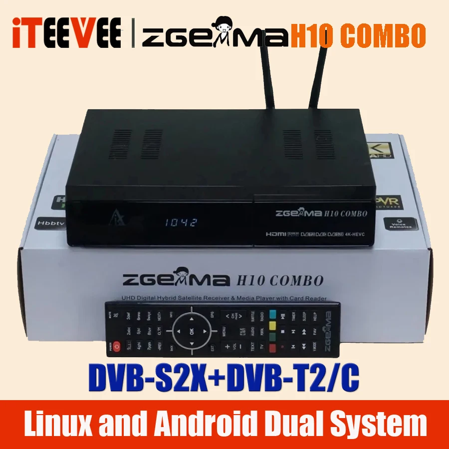 1PC Best ZGEMMA Satellite Receiver H10 COMBO DVB-S2X/T2/C Hi3798MV200 WIFI 4K UHD Linux Enigma2 &amp Android Decoder - купить по