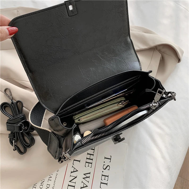 

Hot 2021 New Simple High-End Western Style Fashion All-Match Lady'S Small Square Bag Crossbody Shoulder Bag With Wide Strap