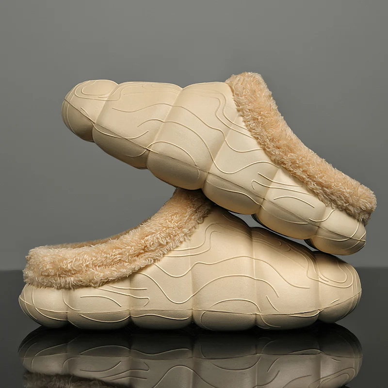 

Men's Slippers Home Plush Slipper Female Winter Warm Slippers Women Thick Bottom Waterproof Shoes Men Indoor Non-slip Footwear