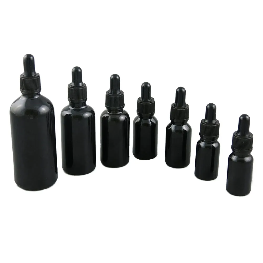 

360 шт. блестящие/яркие черное стекло Пипетка бутылка эфирное масло, дисплей флаконы небольшой Сыворотки парфюма образец Тесты бутылки 5 мл-100 мл