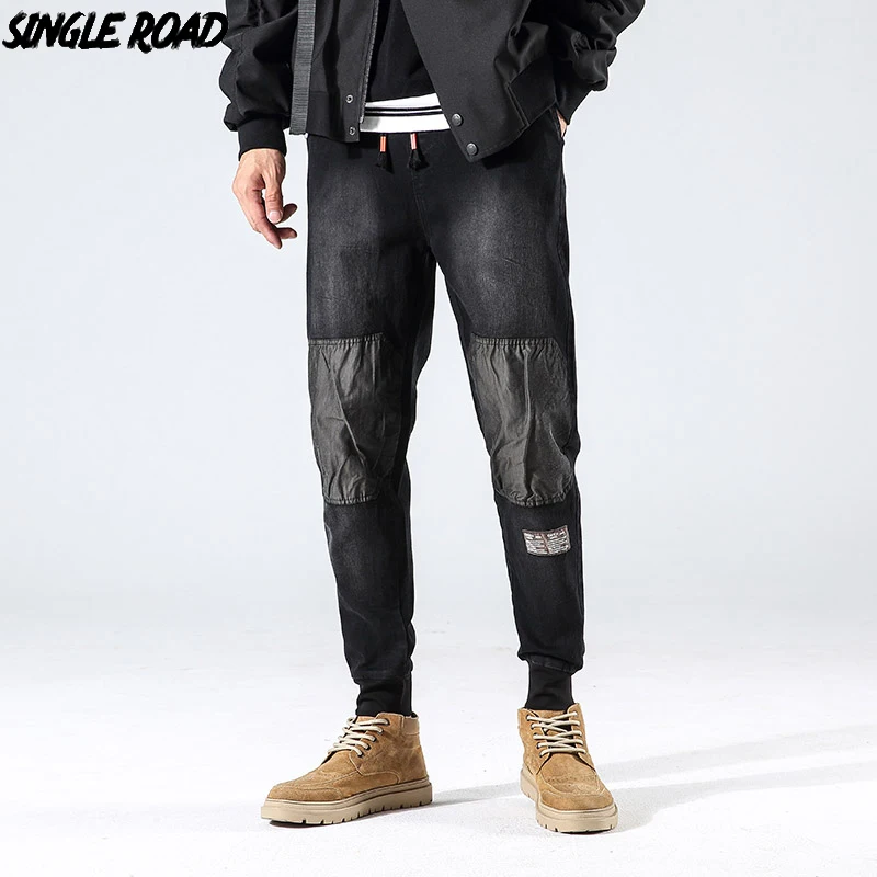 SingleRoad джинсы мужские джинсовые штаны 2019 хип хоп свободные уличные черные брюки