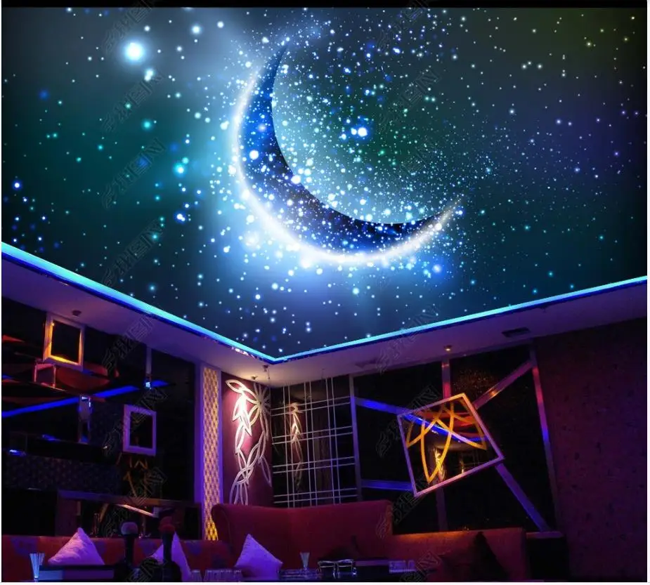 Потолочные 3d обои на заказ zeinith фантастическое звездное небо луна звезды