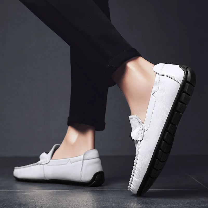 

Italian Men Casual Shoes fashion Luxury Brand Genuine Leather Mens Loafers Moccasins Soft Breathable outdoor Slip on Boat Shoes