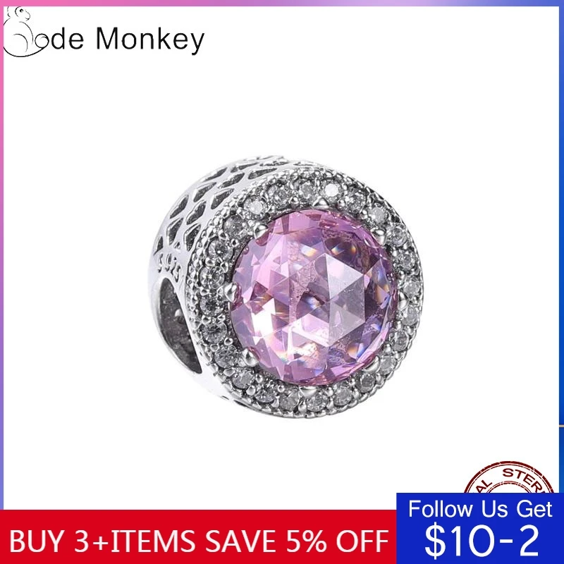 CodeMonkey 100% реальные 925 стерлингового серебра тёмно розовый цвет бусины трава