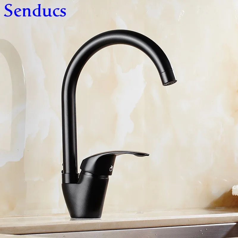 Senducs Бронзовый кухонный смеситель с одной ручкой горячий холодный кран и для