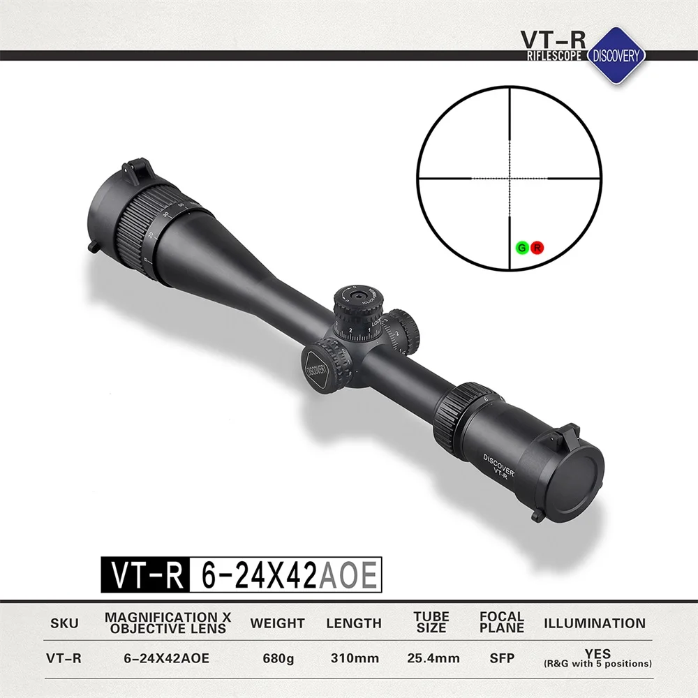 

DISCOVERY Optics VT-R 6-24X42AOE Hunting Riflescopes Long Range Shooting Collimator Scope Side Parallax Rifle Sights For .22LR