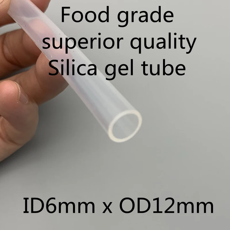 

6x12 Silicone Tubing ID 6mm OD 12mm Food Grade Flexible Drink Tubing Pipe Temperature Resistance Nontoxic Transparent