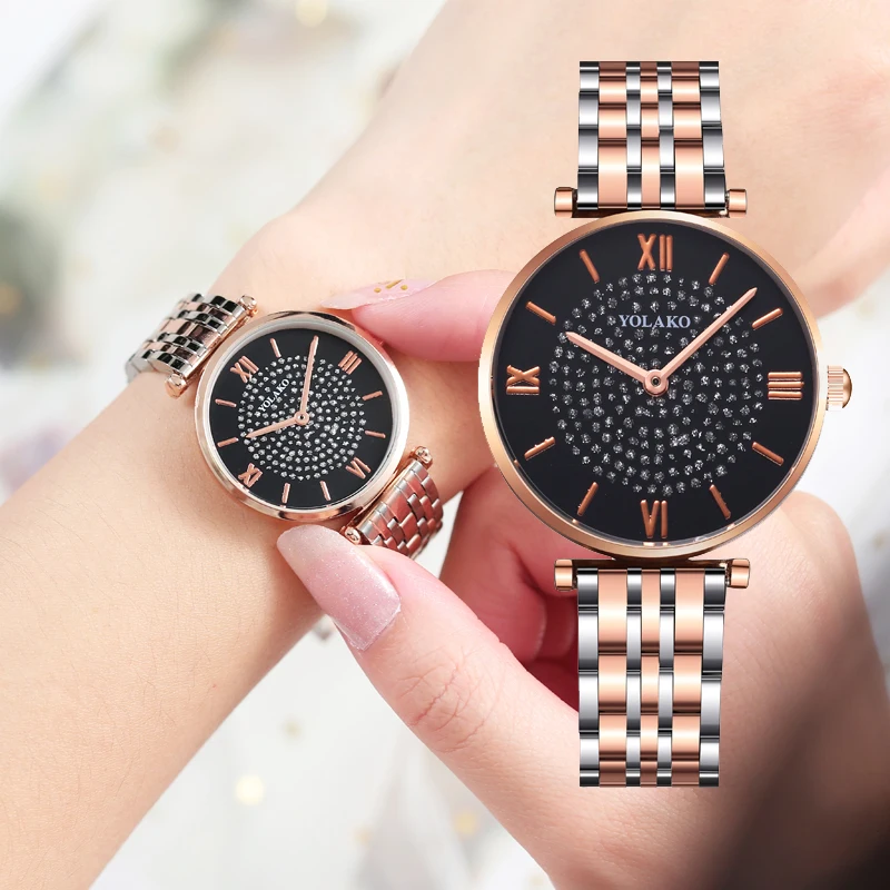 Звездные женские часы со стразами очаровательные блестящие кварцевые на