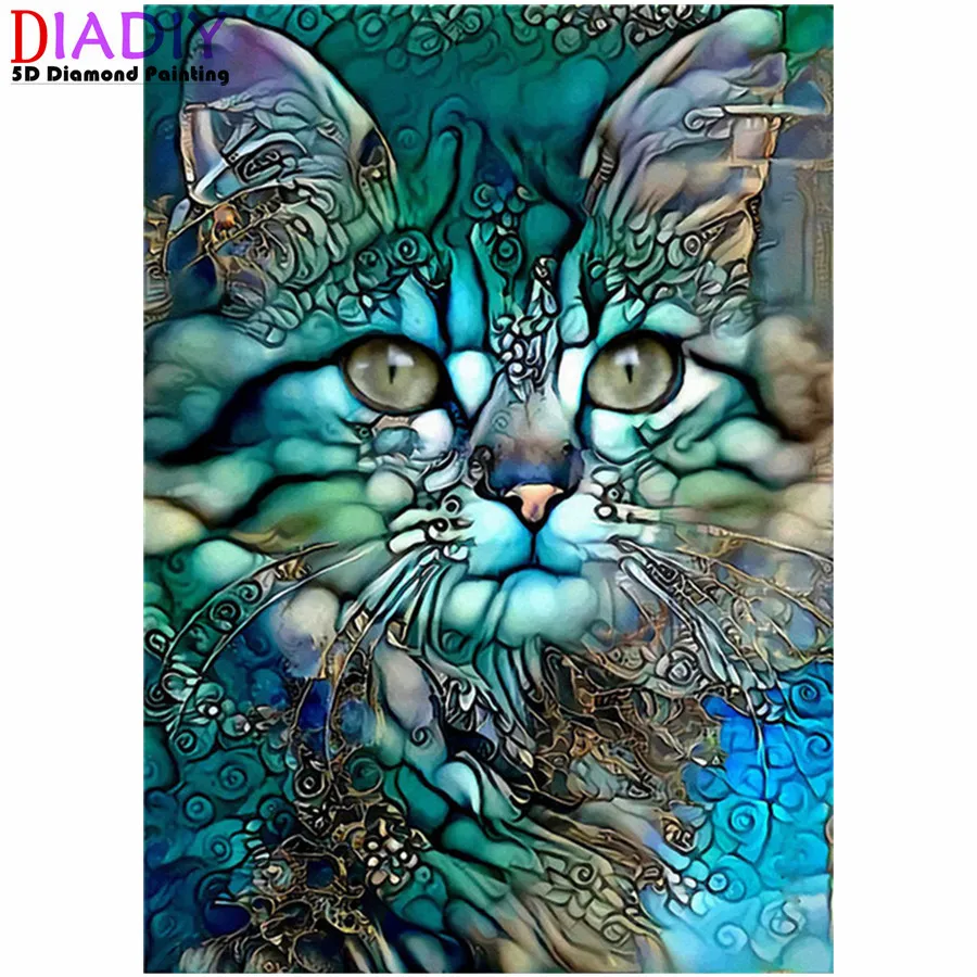 

Алмазная живопись с кошкой, набор для алмазной вышивки 5D «сделай сам» с полными квадратными стразами, алмазная вышивка крестиком с животным...