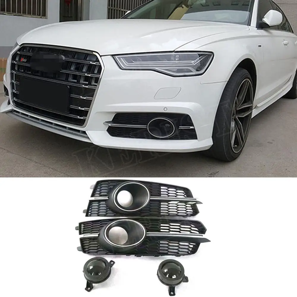 A6 ABS черный сетчатый противотуманный светильник решетка Защитные чехлы для Audi C7