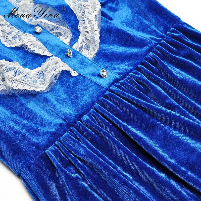 MoaaYina модное дизайнерское платье на весну осень Женское с воротником стойкой